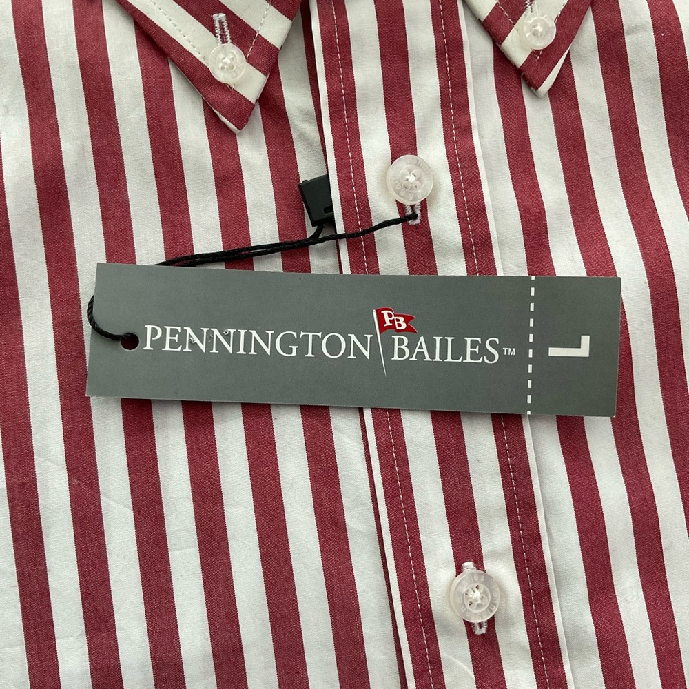 NWT Harvard Pennington & Bailes Button Down Shirt Men’s LARGE Red White Striped - Picture 4 of 10